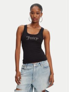 Juicy Couture Top Racer JCWLV125305 Czarny Slim Fit. Czarne topy Juicy Couture, m, bez wzorów, z bawełny, bez kołnierzyka, bez ramiączek. Za 149,99 zł.