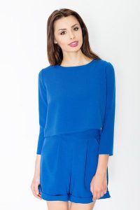 Niebieski Stylowy i Modny Kombinezon na Lato. Niebieskie kombinezony Figl, na lato, l, bez wzorów, z elastanu, eleganckie, bez kołnierzyka, bez ramiączek. Za 259,00 zł.