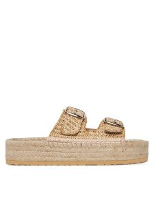 LOVE MOSCHINO Espadryle JA28393G0MJQ0107 Beżowy. Brązowe espadryle LOVE MOSCHINO, bez wzorów, z tworzywa sztucznego, bez obcasa. Za 439,99 zł.