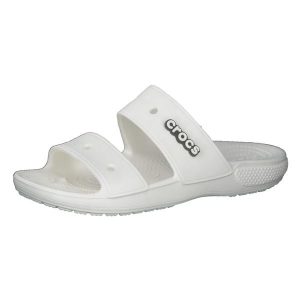 Klapki Dla Dorosłych Crocs Classic Sandal. Białe klapki Crocs, bez wzorów, z materiału, bez obcasa. Za 118,99 zł.