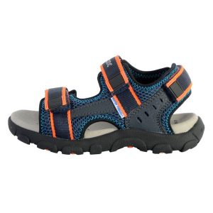 Sandały GEOX JR SANDAL STRADA A Niebieski. Brązowe sandały Geox, bez wzorów, ze skóry, bez obcasa, bez zapięcia. Za 151,99 zł.