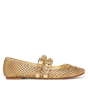 Baleriny Guess. Żółte balerinki Guess, z aplikacjami, bez obcasa, bez zapięcia. Za 339,99 zł.
