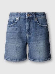 Pepe Jeans Bermudy dżinsowe w kolorze niebieskim rozmiar: W30. Niebieskie szorty Pepe Jeans, z aplikacjami, z jeansu, klasyczne, z podwyższonym stanem. Za 152,99 zł.