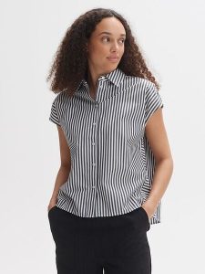 OPUS Koszula w kolorze czarno-białym rozmiar: 40. Białe koszule Opus, bez wzorów, bez kołnierzyka, bez ramiączek. Za 121,99 zł.