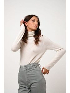 AUTHENTIC CASHMERE Kaszmirowy golf "Bise" w kolorze kremowym rozmiar: S. Brązowe golfy AUTHENTIC CASHMERE, s, bez wzorów, z kaszmiru, bez ramiączek. Za 357,63 zł.