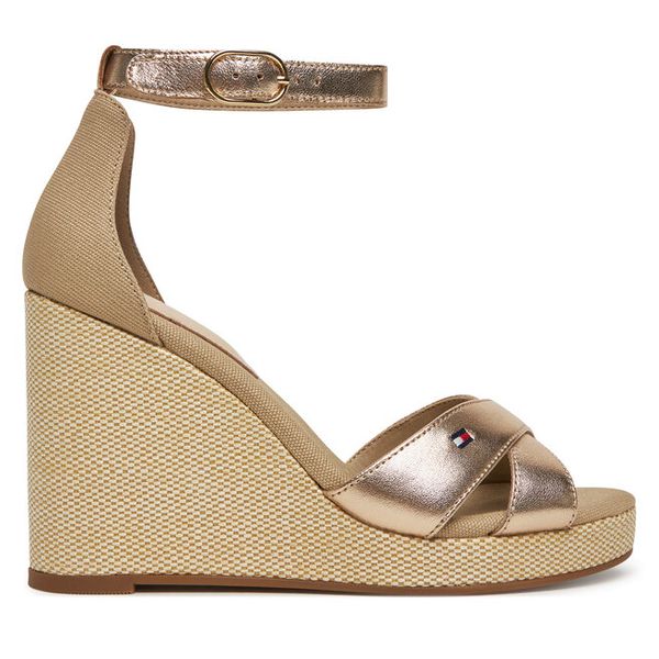 Sandały Tommy Hilfiger. Żółte sandały TOMMY HILFIGER, bez wzorów, bez obcasa, na koturnie, bez zapięcia. Za 239,99 zł.