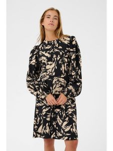 Kaffe Sukienka w kolorze czarno-beżowym rozmiar: 42. Czarne sukienki Kaffe, na co dzień, s, bez wzorów, z wiskozy, klasyczne, bez kołnierzyka, bez ramiączek, midi, proste. Za 208,99 zł.