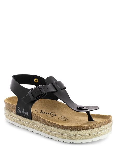 Sunbay Skórzane japonki "Yarrow" w kolorze czarnym rozmiar: 42. Czarne klapki Sunbay, bez wzorów, ze skóry, z otwartym noskiem, bez obcasa, na platformie. Za 148,26 zł.