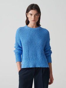 OPUS Sweter "Polum" w kolorze błękitnym rozmiar: 42. Niebieskie swetry oversize Opus, bez wzorów, z bawełny, bez ramiączek. Za 194,95 zł.