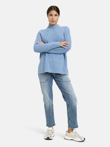 Milano Italy Sweter w kolorze błękitnym rozmiar: L. Niebieskie swetry oversize Milano Italy, l, bez wzorów, z kaszmiru, bez ramiączek. Za 217,99 zł.