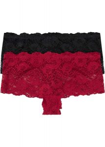 "Figi ""panty"" z koronki (2 pary)". Czarne figi bonprix, bez wzorów, z koronki. Za 39,99 zł.