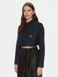 Tommy Jeans Koszula Badge DW0DW17345 Granatowy Relaxed Fit. Niebieskie koszule Tommy Jeans, xs, bez wzorów, z bawełny, bez kołnierzyka, bez ramiączek. Za 299,99 zł.