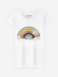 WOOOP Koszulka "Rainbow Classics" w kolorze białym rozmiar: XXL. Białe bluzki Wooop, xxl, bez wzorów, z bawełny, bez kołnierzyka, bez ramiączek. Za 52,67 zł.