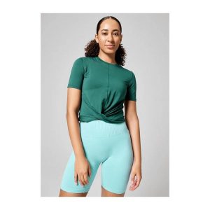 Koszulka Casall Delight Short Wrap Tee 40. Zielone bluzki Casall, bez wzorów, sportowe, bez kołnierzyka, bez ramiączek. W wyprzedaży za 237,99 zł.
