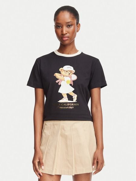 Guess T-Shirt V6BI14 K6742 Czarny Regular Fit. Czarne t-shirty Guess, s, z aplikacjami, z bawełny, bez kołnierzyka, bez ramiączek. Za 174,99 zł.