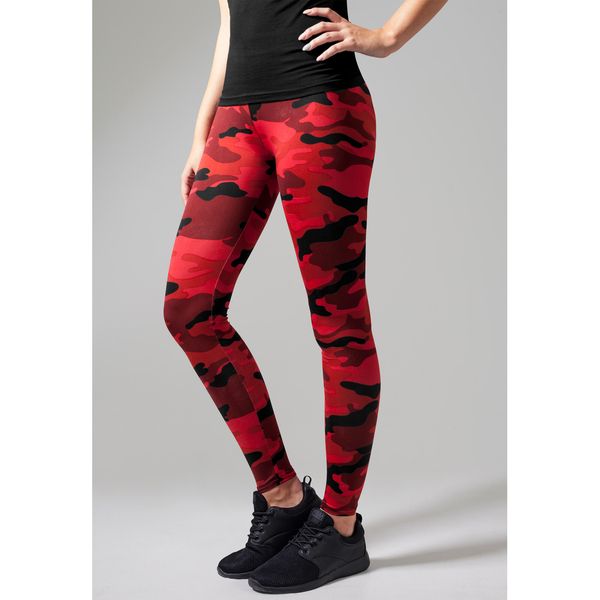 Damskie klasyczne legginsy miejskie skinny. Czerwone legginsy Urban Classics, bez wzorów. Za 118,50 zł.