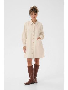 Cream Sukienka koszulowa w kolorze beżowym rozmiar: 42. Brązowe sukienki Cream, bez wzorów, bez kołnierzyka, bez ramiączek, midi, koszulowe. Za 197,45 zł.