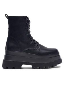 Jenny Fairy Trzewiki ASTA H2163-1 Czarny. Czarne botki Jenny Fairy, bez wzorów, z syntetyku, bez obcasa, na płaskiej podeszwie, bez zapięcia. Za 199,99 zł.