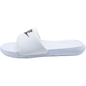 Klapki damskie Nike Victori One Slide. Białe klapki Nike, bez wzorów, z materiału, bez obcasa. Za 268,00 zł.