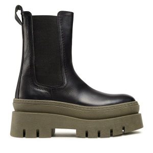 Sztyblety Badura. Czarne botki Badura, bez wzorów, bez obcasa, na płaskiej podeszwie, bez zapięcia. Za 379,99 zł.