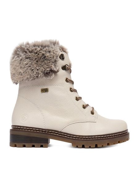 Remonte Trzewiki CEO-D0B74-80 Écru. Botki Remonte, bez wzorów, ze skóry, bez obcasa, na płaskiej podeszwie, bez zapięcia. Za 499,99 zł.