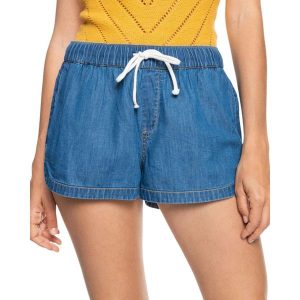 Spodenki turystyczne damskie Roxy New Impossible Denim jeansowe. Niebieskie szorty Roxy, bez wzorów, z bawełny, sportowe. W wyprzedaży za 116,00 zł.