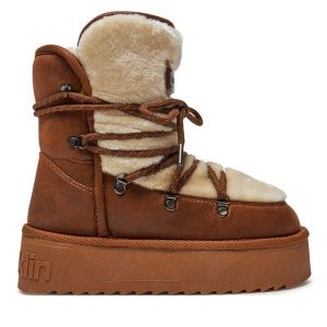 Śniegowce D.Franklin. Brązowe buty zimowe D.Franklin, bez obcasa, bez zapięcia. Za 429,99 zł.