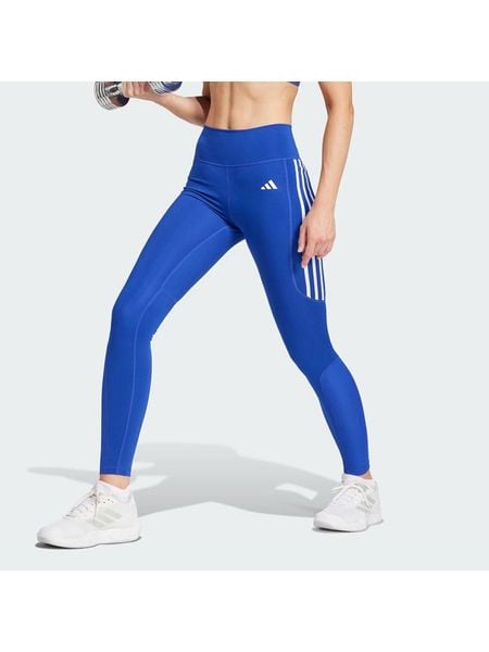 Adidas Legginsy sportowe "Optime Essentials" w kolorze niebieskim rozmiar: L. Niebieskie legginsy ADIDAS, bez wzorów, z materiału, z podwyższonym stanem. Za 124,11 zł.