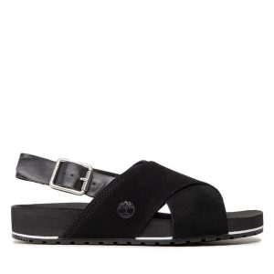Sandały Timberland. Czarne sandały Timberland, bez wzorów, bez obcasa, na płaskiej podeszwie, bez zapięcia. Za 249,99 zł.