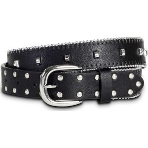 Pasek z ćwiekami bonprix czarno-srebrny kolor. Paski marki bonprix. Za 29,99 zł.