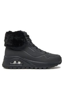 Skechers Botki 167274/BBK Czarny. Czarne botki Skechers, bez wzorów, ze skóry, bez obcasa, na płaskiej podeszwie, bez zapięcia. Za 323,99 zł.