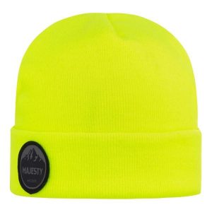 Bawełniana czapka Majesty Beanie neon yellow. Żółte czapki MAJESTY, bez wzorów, z bawełny. Za 99,00 zł.