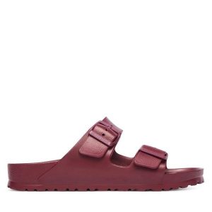 Klapki Birkenstock. Czerwone klapki Birkenstock, bez wzorów, bez obcasa. Za 249,99 zł.