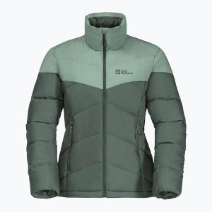 Kurtka puchowa damska Jack Wolfskin Herzberg Down. Zielone kurtki Jack Wolfskin, l, bez wzorów, z puchu, bez kaptura. Za 449,99 zł.