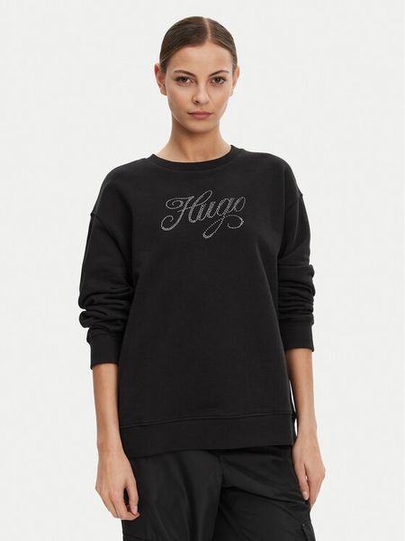 HUGO Bluza 50537246 Czarny Oversize. Czarne bluzy Hugo, s, bez wzorów, z bawełny, bez kaptura. Za 249,99 zł.