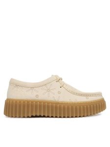 Clarks Półbuty Torhill Bee 26186297 Écru. Białe półbuty Clarks, bez wzorów, ze skóry, bez obcasa, na płaskiej podeszwie, bez zapięcia. Za 397,99 zł.