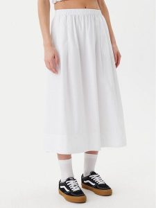 Vans Spódnica midi Francesca VN000M9R Biały Regular Fit. Białe spódnice Vans, m, bez wzorów, z bawełny, midi. Za 179,99 zł.