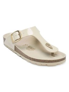 Mandel Japonki w kolorze kremowym rozmiar: 37. Brązowe klapki Mandel, bez wzorów, z otwartym noskiem, bez obcasa. Za 130,99 zł.