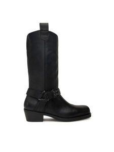 Liu Jo Kozaki Roxy 02 SF5049 P0102 Czarny. Czarne kozaki Liu Jo, bez wzorów, ze skóry, bez obcasa, na płaskiej podeszwie, bez zapięcia. Za 699,00 zł.