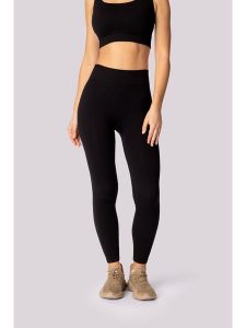Spaio Legginsy sportowe "Ribbed" w kolorze czarnym rozmiar: L/XL. Czarne legginsy Spaio, bez wzorów, z materiału, z podwyższonym stanem. Za 126,99 zł.