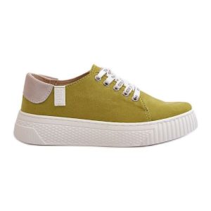 Trampki Damskie Memory Foam System Big Star NN276003 Limonkowe zielone. Zielone trampki bez wzorów, z gumy, bez zapięcia. Za 231,52 zł.