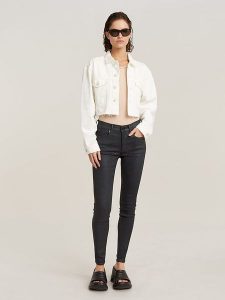 G-Star Dżinsy "Lhana " - Skinny fit - w kolorze czarnym rozmiar: W28/L32. Czarne jeansy G-Star, z aplikacjami, z bawełny, z podwyższonym stanem. Za 202,03 zł.