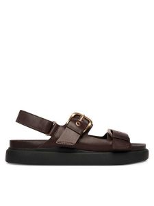 Clarks Sandały Aristella Bay 26185806 Brązowy. Brązowe sandały Clarks, bez wzorów, ze skóry, bez obcasa, na płaskiej podeszwie, bez zapięcia. Za 469,99 zł.