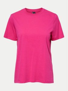 Pieces T-Shirt Ria 17140802 Różowy Regular Fit. Czerwone t-shirty Pieces, xs, bez wzorów, z bawełny, bez kołnierzyka, bez ramiączek. Za 59,99 zł.