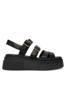Clarks Sandały Evamar Strap 26185888 Czarny. Czarne sandały Clarks, bez wzorów, ze skóry, bez obcasa, na płaskiej podeszwie, bez zapięcia. Za 519,99 zł.