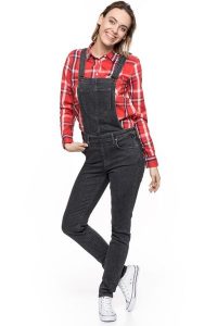 DAMSKIE OGRODNICZKI LEE BIB SKINNY BLACK WASH L39EWLSF. Czarne kombinezony Lee, l, bez wzorów, bez kołnierzyka, bez ramiączek. W wyprzedaży za 99,99 zł.