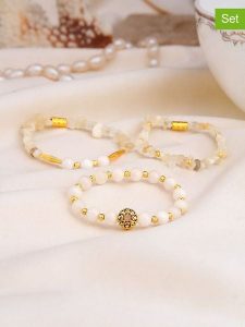L'Atelier de Gaia Bransoletki (3 szt.) rozmiar: onesize. Białe bransoletki L'Atelier de Gaia, z kamieniem księżycowym, z mosiądzu. Za 46,95 zł.