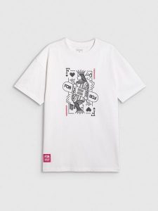 4F T-shirt oversize z nadrukiem damski - biały M. Białe t-shirty 4f, m, bez wzorów, z bawełny, bez kołnierzyka, bez ramiączek. Za 79,99 zł.