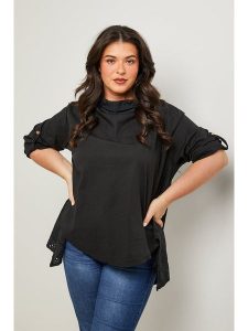 Curvy Lady Bluzka w kolorze czarnym rozmiar: 44/46. Czarne bluzki Curvy Lady, bez wzorów, klasyczne, bez kołnierzyka, bez ramiączek. Za 113,90 zł.