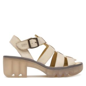 Sandały Fly London. Białe sandały Fly London, bez wzorów, bez obcasa, na słupku, bez zapięcia. Za 589,99 zł.